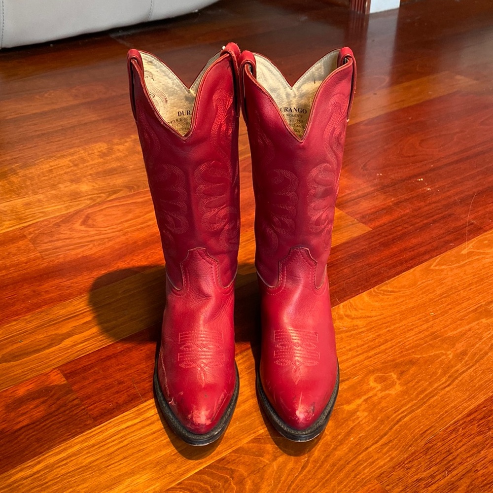 Durango Size 8 Red Leather Women’s Cowboy Boots